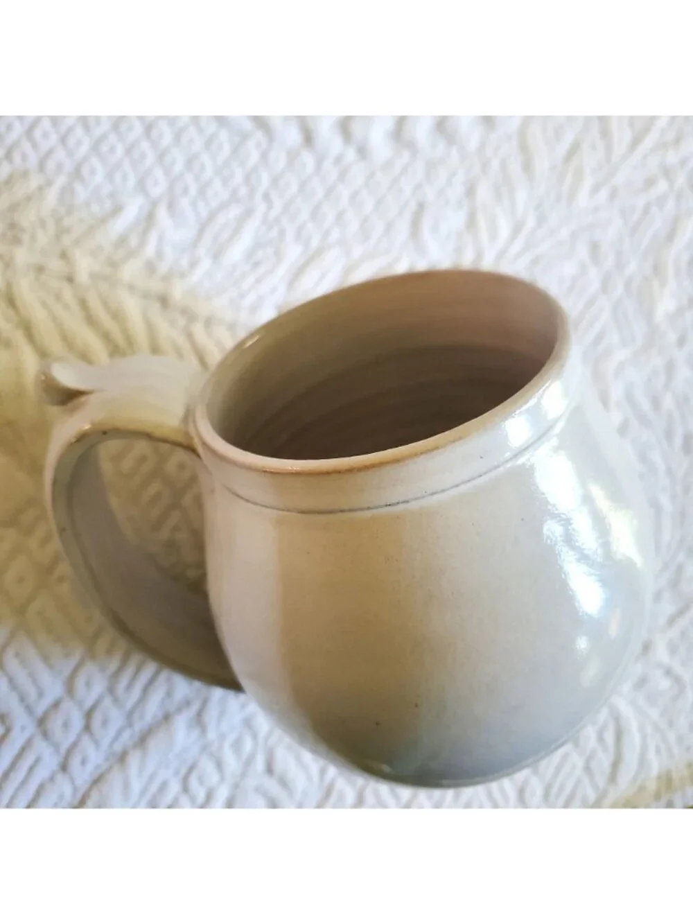 NOS Vtg Signed Pottery Mug Seagull Sunset Oregon Mug Stoneware Cup Rustic Travel